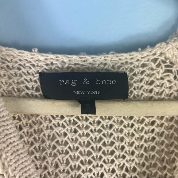 Rag & Bone Beige Knit Henley Hoodie Sweater Women’s Size Small Casual Pullover - Picture 8 of 9